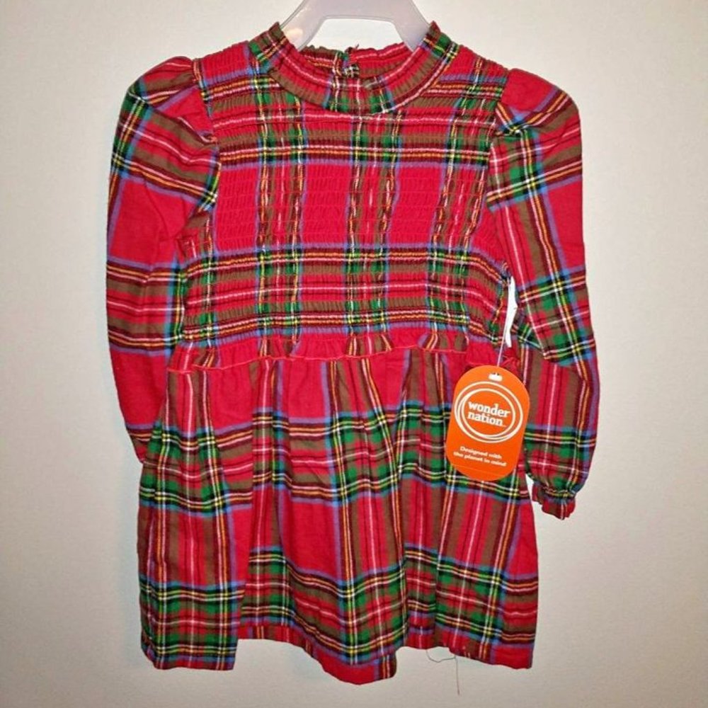 Wonder Nation baby Toddler girl dress red plaid size 18 month